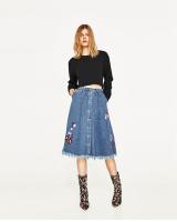 BM70200 Embroidered Denim Skirt Blue