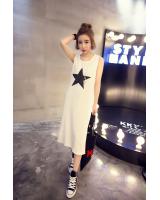 KF562 Casual Star Dress White