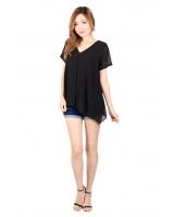 QA-327 Women V Neck Top Black