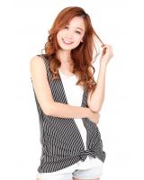 QA-332 Ladies Striped Top Black