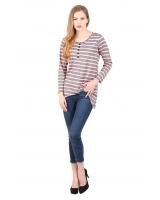 QA-342 Trendy Striped Casual Top Pink