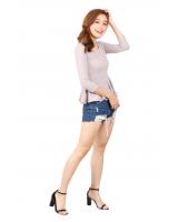 QA-460 Ladies Peplum Top Light Grey