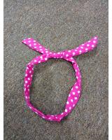 WB7655 Polka Dot Rabbit Ear Headband Dark Pink