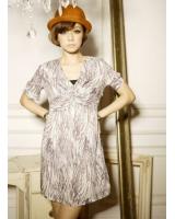 WD21668 V-Neck Zebra Print Dress As Picture