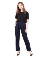 QA-479 Plus Size Palazzo Navy Blue