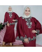 JW5007 Kurung Batwing With Skirt Maroon