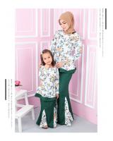 QA-553 WOMEN'S FLORAL MODERN KURUNG GREEN