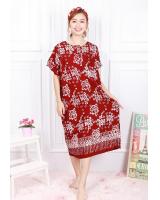 QA-603 Kaftan Button Sleeping Dress Maroon