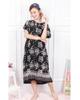 QA-603 Kaftan Button Sleeping Dress Black