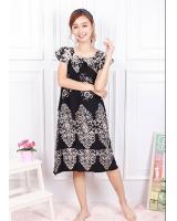 QA-604 Neckline Kaftan Sleeping Dress Black