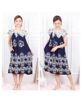 QA-604 Neckline Kaftan Sleeping Dress Navy Blue