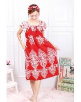 QA-604 Neckline Kaftan Sleeping Dress Red