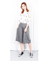 QA-624 WIDE LEG CASUAL PANTS GREY
