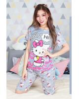 QA-664 CUTE CARTOON SLEEPWEAR GREY HELLO KITTY