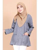 QA-692 BASIC WOMEN'S BLOUSE BLUE GREY