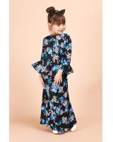 QA-695 KIDS FLORAL KURUNG BLACK