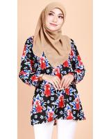 QA-700 FLORAL BATIK BLOUSE BLACK