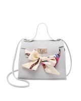 KW80560 TRENDY RIBBON WOMEN BAG GREY