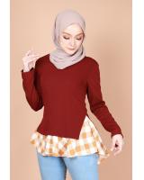 QA-734 CHECKER BLOUSE MAROON