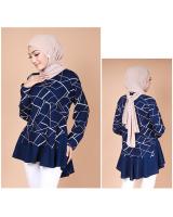 QA-736 WOMEN'S FASHION BLOUSE NAVY BLUE