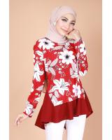QA-737 CASUAL FLORAL BLOUSE RED