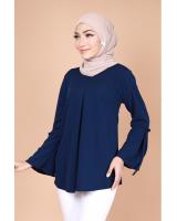 QA-741 CASUAL PLAIN BLOUSE NAVY BLUE