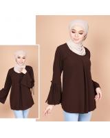 QA-741 CASUAL PLAIN BLOUSE BROWN