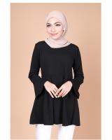 QA-742 TRENDY PLAIN BLOUSE BLACK