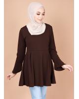 QA-742 TRENDY PLAIN BLOUSE BROWN