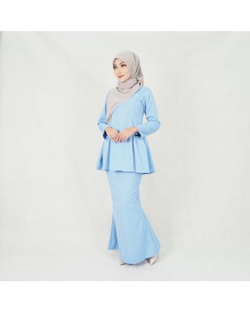 Sw5214 Women S Plain Baju Kurung Baby Blue Baju Kurung Muslim Fashion Whizet All In One Dropship Platform