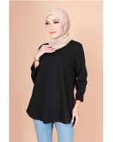 QA-774 PUTRI PEPLUM BLOUSE BLACK
