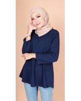 QA-774 PUTRI PEPLUM BLOUSE NAVY BLUE