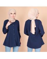 QA-775 FRONT BUTTON BLOUSE NAVY BLUE