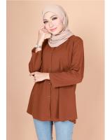 QA-775 FRONT BUTTON BLOUSE BROWN