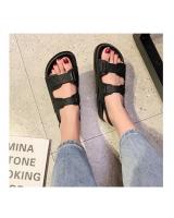 QA-777 BUCKLE FLAT SANDALS BLACK