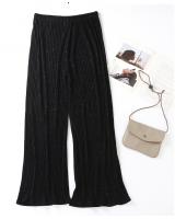 QA-789 ELASTIC SHINY PLEATED PANTS BLACK