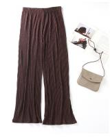 QA-789 ELASTIC SHINY PLEATED PANTS BROWN