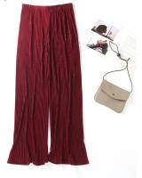 QA-789 ELASTIC SHINY PLEATED PANTS MAROON
