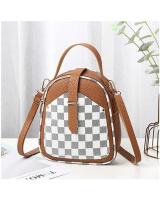 KW80829 Women's Checker Sling Bag Brown Grey Square