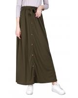 QA-814 A LINE BUTTON SKIRT ARMY GREEN