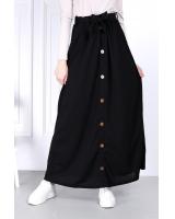 QA-814 A LINE BUTTON SKIRT BLACK