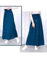 QA-814 A LINE BUTTON SKIRT BLUE