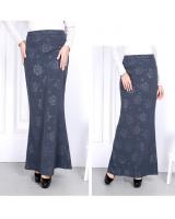 QA-829 FLOWER MERMAID SKIRT GREY