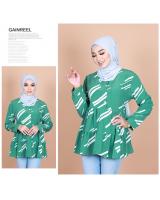 QA-838 - Front Button Line Blouse Green White Line