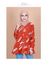 QA-838 - Front Button Line Blouse Red White Line