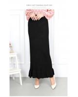 QA-841 - Fashion Knitted Ruffle Duyung Skirt Black