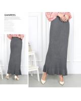 QA-841 - Fashion Knitted Ruffle Duyung Skirt Grey