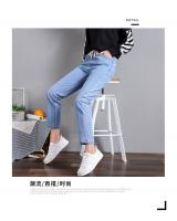 QA-887 Fashion Elastic Waist Denim Pant Light Blue