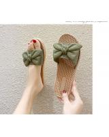 QA-893 Fashion Straw Ribbon Sandals Green