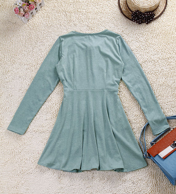 WD2405 Trendy Long Sleeves Dress Green